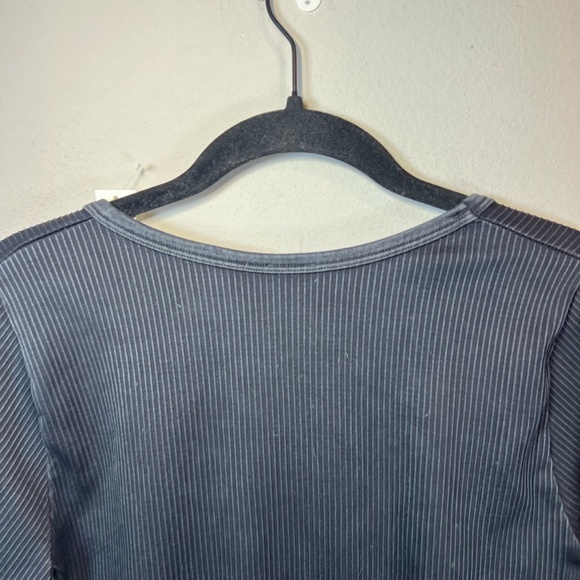 Offline By Aerie Womens Seamless Cable Square Neck Ribbed Top Shirt Black NEW XL - Picture 14 of 15